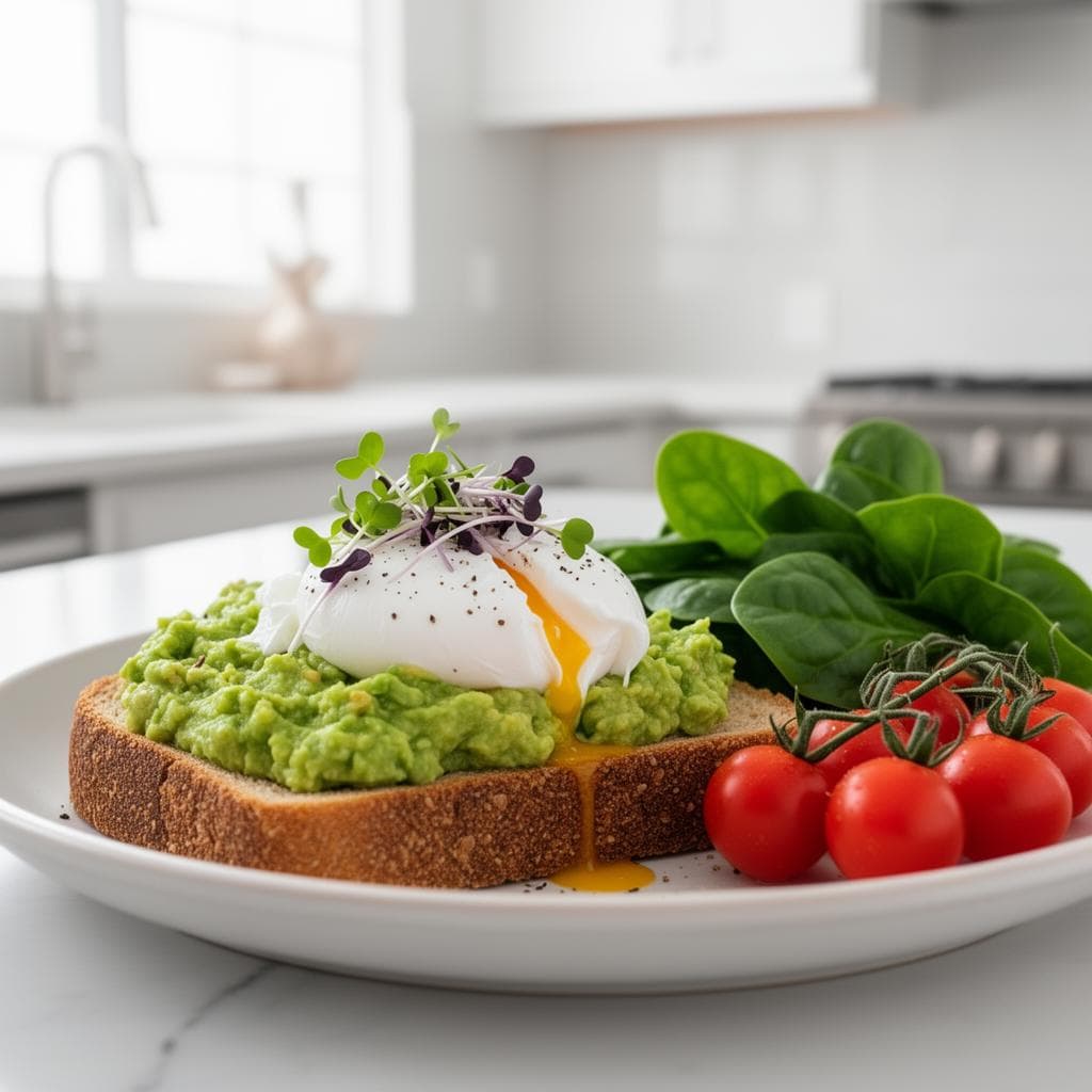 Healthy breakfast with avocado toast